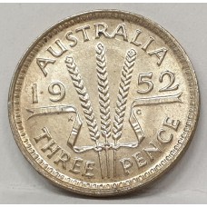 AUSTRALIA 1952 . THREEPENCE . GEM UNCIRCULATED